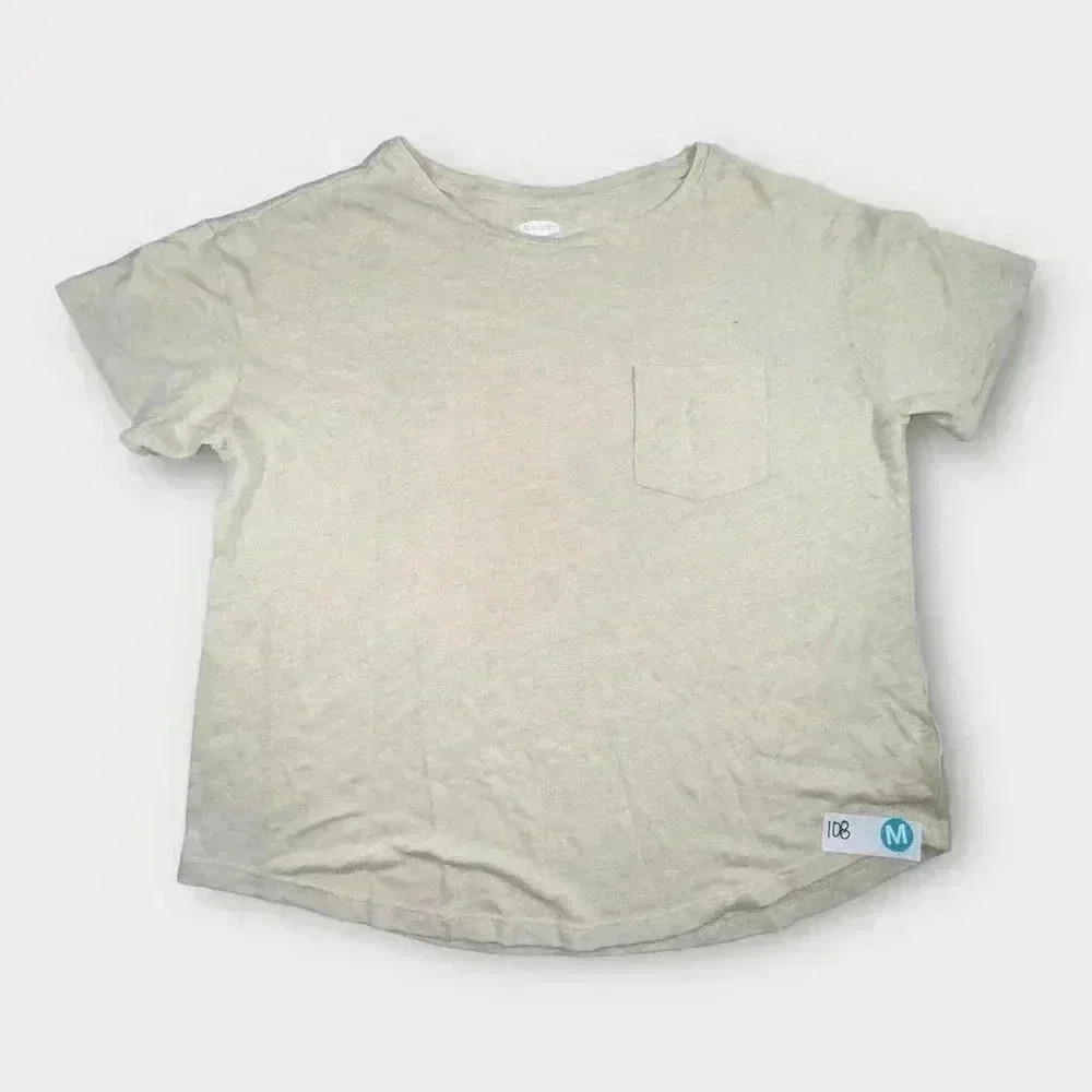 Women's Old Navy Boyfriend Tee Tan Medium Light Weight Crew with Pocket
